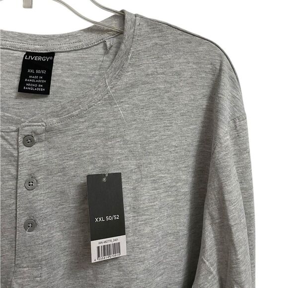 NWT Livergy Long Sleeves Henley Shirt Men's Size XXL Grey Pullover Casual Soft - Picture 6 of 13